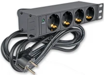 Блок розеток Kingda 10" 1U 4xShuko 16А, з індикатором, кабель живлення 1.8 м (KD-GER(16)N1004WPSBFE)