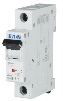 Автоматичний вимикач Eaton PL6-B16/1 (1P, В, 16 А, 6 кА) White (286521)