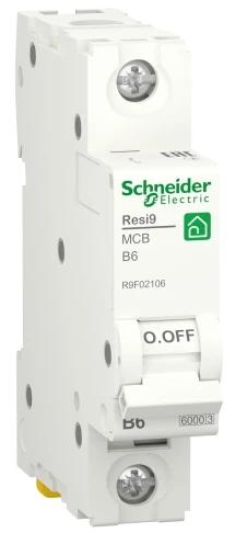 Автоматический выключатель Schneider Electric Resi9 (1P, 6A, B, 6kA) (R9F02106)